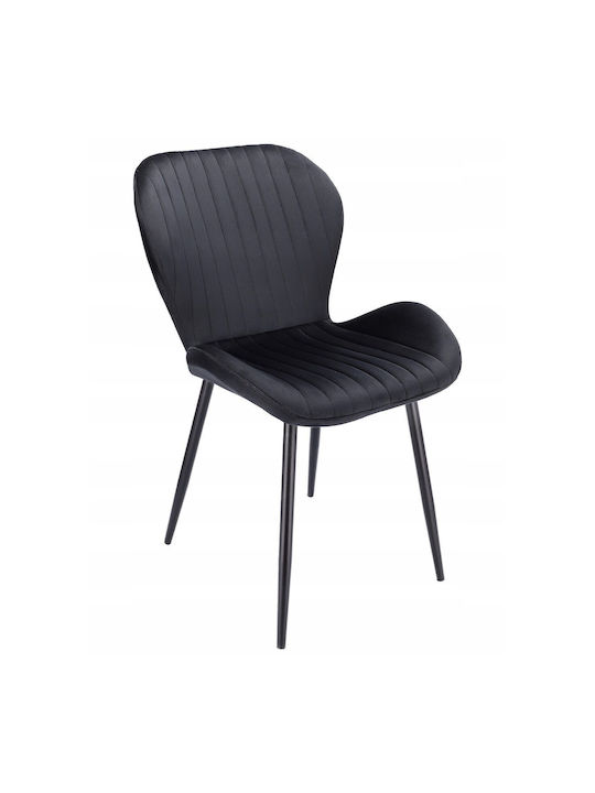 Veira Kitchen Velvet Chair Black 52x57x85cm