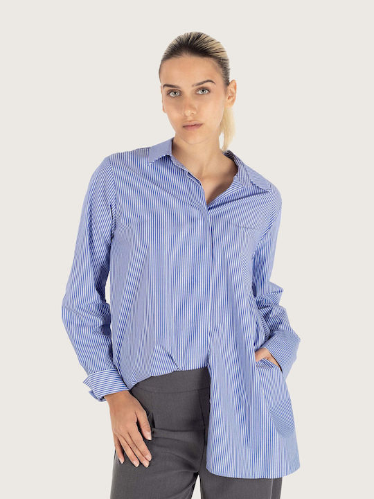 Innocent Women's Striped Long Sleeve Shirt Blue