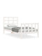 Πλαίσιο Single Solid Wood Bed White with Slats for Mattress 100x190cm