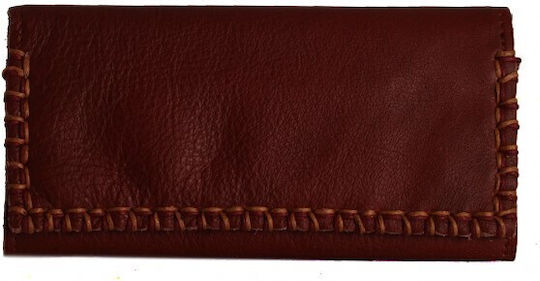 3 Cats Leather Tobacco Pouch With Magnetic Clasp 15x8cm Burgundy
