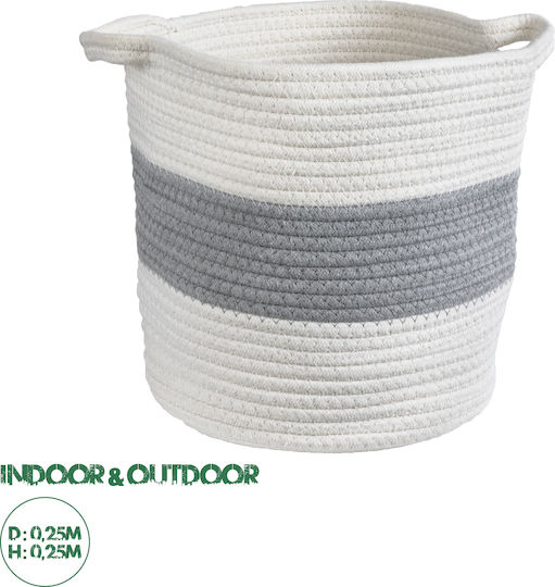 GloboStar Kefalonia Саксия Ратан Бял Със стойка 25x25x25εκ.