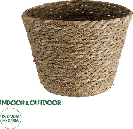 GloboStar Patmos Übertopf Rattan Braun mit Gestell 20x20x15εκ.