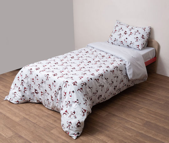 Viopros Kids Sheets Set Single with Elastic Band Cotton Gray 160x275cm 2 Pieces
