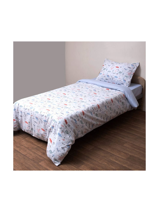 Viopros Kids Sheets Set Single with Elastic Band Cotton White 160x265cm 3 Pieces