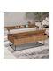 Rectangular Central Coffee Table Amedeo Wooden with Lifting Mechanism and Walnut Drawers W120xL60xH43cm