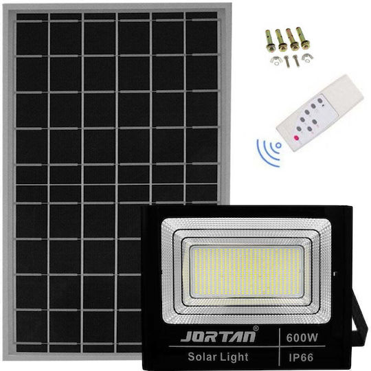 Jortan Στεγανός Ηλιακός Προβολέας LED 600W Ψυχρό Λευκό 6500K με Τηλεχειριστήριο IP66