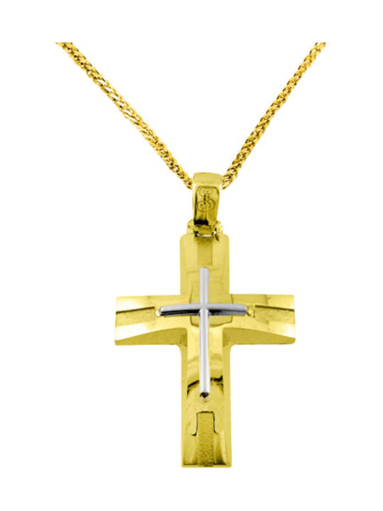 Herren Gold Kreuz 14K mit Kette