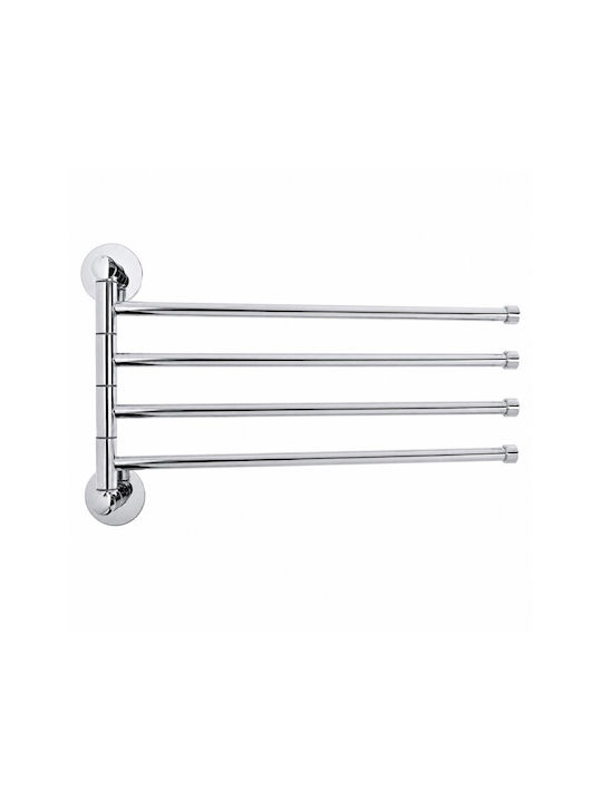ForHome Suporturi Prosoape De Baie 4 Locuri Montat Pe Perete Cu Șuruburi 34x22cm Argintiu