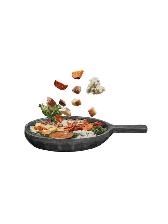 Nakaro Wood Serving Bowl Round Wooden Gray with Diameter 38cm
