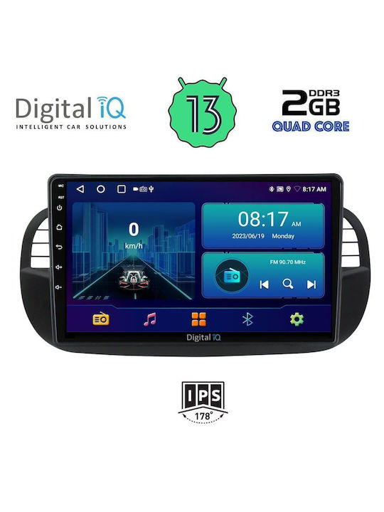 Digital IQ Ηχοσύστημα Αυτοκινήτου για Fiat 500 2007-2015 (Bluetooth/USB/AUX/WiFi/GPS/Android-Auto) με Οθόνη Αφής 9"
