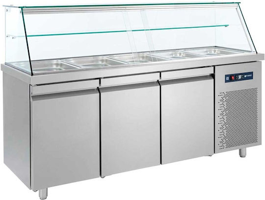 Bambas Frost Ανοξείδωτο Ψυγείο Πάγκος 532lt με Συρτάρι και Ψυκτικό Μηχάνημα Π185xΒ70xΥ130cm