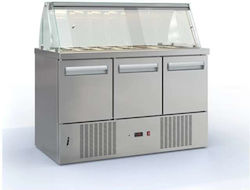 Inox Dobros Edelstahl Kühltisch Salat mit 3 Türen und Kühlaggregat L135xB70xH126cm Psm13570salad