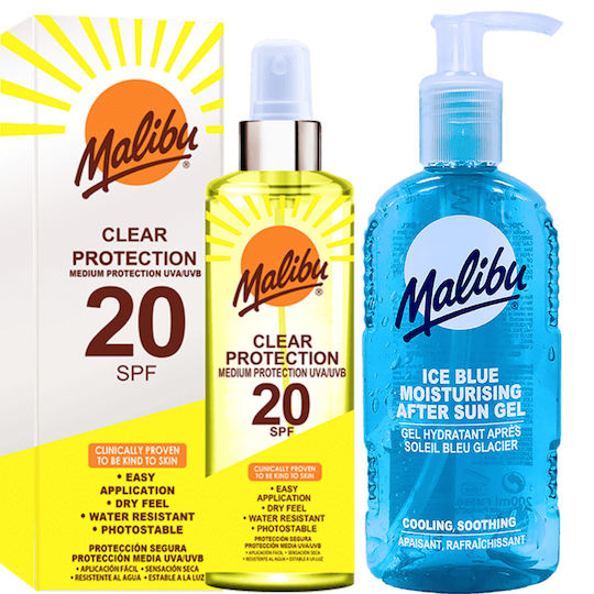 Malibu Clear Protection Αντηλιακό για το Σώμα SPF20 σε Spray 250ml