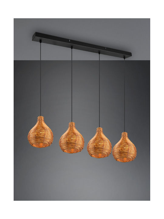 Trio Lighting Κρεμαστό Πολύφωτο για 4 Λαμπτήρες E14 Μελί