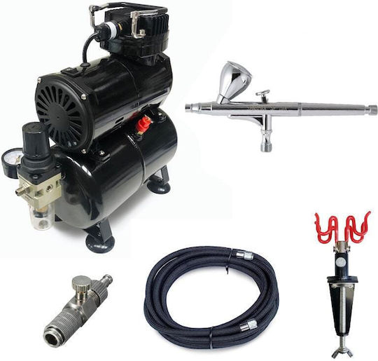 Airbrush Studio Αερογράφος mit Behälter und Kompressor Μπεκ 0.2mm Elektrische Gitarren
