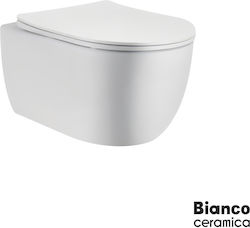 Bianco Ceramica Wandhängende Toilette Randlos mit Schlank Deckel Sanftes Schließen Weiße