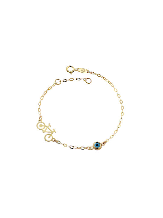 Kids Gold Bracelet 9K with Evil Eye for Girl