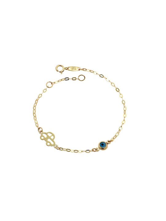 Kids Gold Bracelet 9K with Evil Eye for Girl