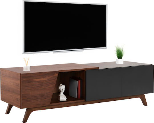Suport TV din Lemn Hudson Walnut & Dark Grey L180xW40xH50cm