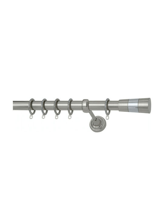 Import Hellas Metallic Curtain Pole Νo1 Single Φ25mm 170cm Nickel Matte