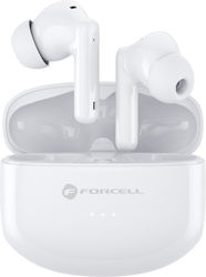 Forcell F-Audio In-ear Bluetooth Handsfree Ακουστικά με Θήκη Φόρτισης Λευκά