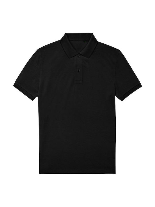 B&C Men's Short Sleeve Blouse Polo Black