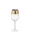 Secret de Gourmet Arya Set of Glasses for White Wine made of Glass Transparent-Gold Stemmed 380ml 6pcs