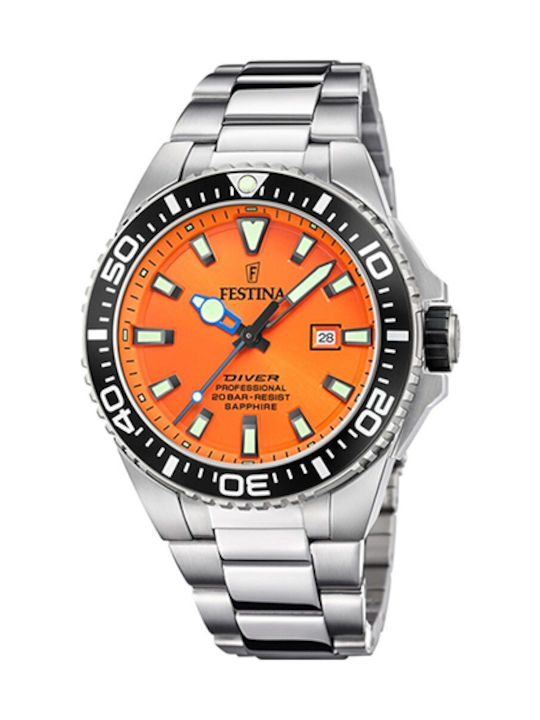Festina Diver Ανδρικό Ρολόι 46mm Μπαταρίας με Α...