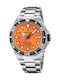 Festina Diver Herrenuhr 46mm Batterie mit Silber Metallarmband