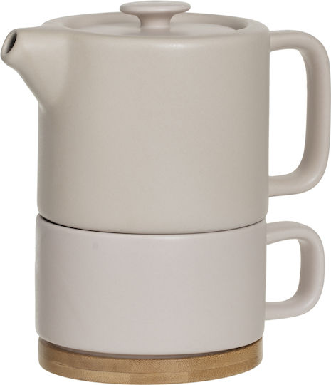 Set Ceai Cu Cană Sticlă Maro 2 Bucăți 160724A