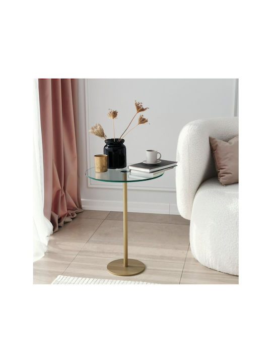 Social Round Glass Side Table Gold L40xW40xH50cm