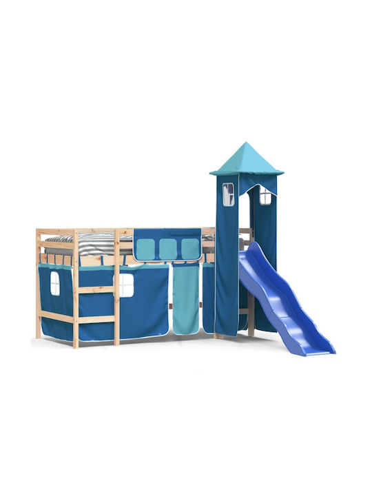 Kids Bed Loft Bed Single Blue for Mattress 90x1...