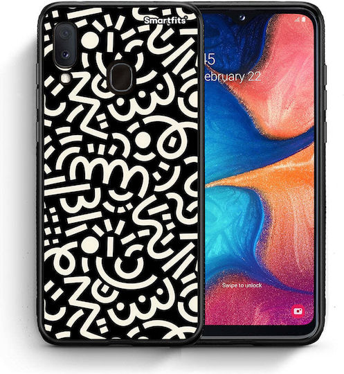 Smartfits Doodle Art Umschlag Rückseite Schwarz (Galaxy A20e)