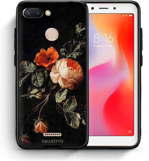 Smartfits Vintage Roses Umschlag Rückseite Schwarz (Redmi 6) 7172217438363_41405317185691