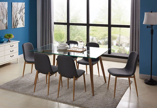 Fiorino Glass Masă Sala de mese cu Suprafață Sticlată 120x80x75buc