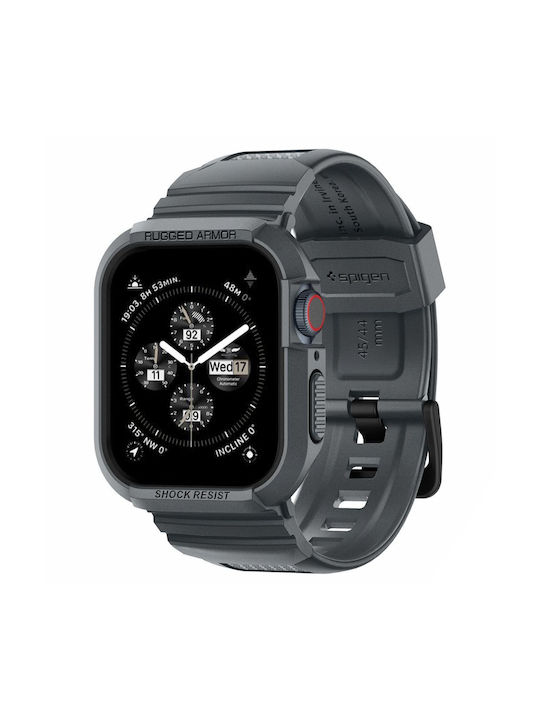 Spigen Rugged Armor ”pro” Θήκη Σιλικόνης σε Γκρι χρώμα για το Apple Watch 4 / 5 / 6 / 7 / 8 / 9 / SE.