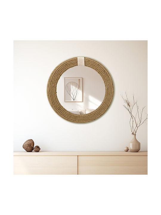 Pakketo Rope Wandspiegel mit Beige Kunststoff Rahmen 60x60cm 1Stück