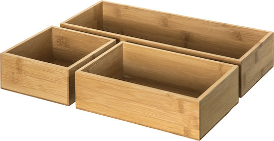 5Five Wooden Storage Box with Lid Beige 3pcs