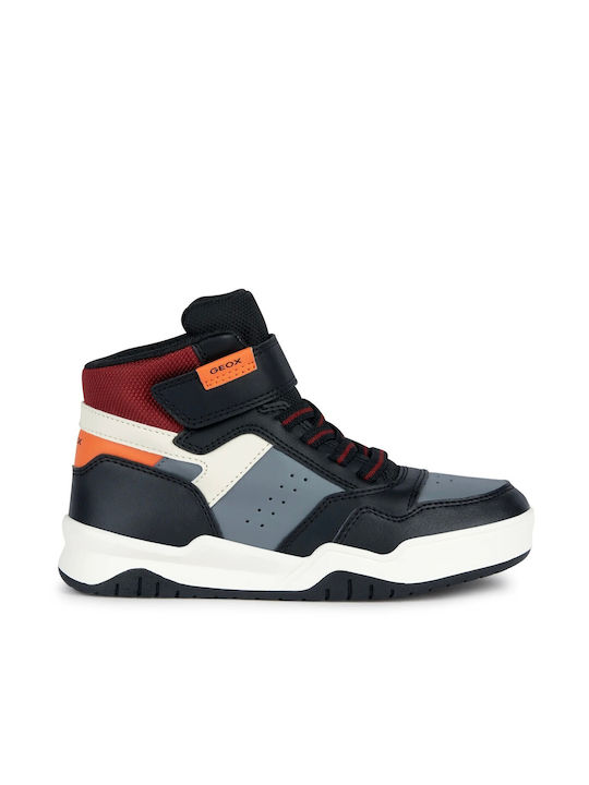Geox Παιδικά Sneakers High J Perth Ανατομικά Μαύρα