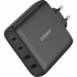 Otterbox Charger Without Cable with 2 USB-A Ports and 2 USB-C Ports 100W Black (78-81343)