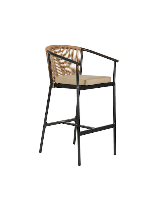 Scaun De Bar Pentru Exterior Rattan Mandraka Negru/Natural 56x63x108cm