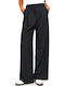 Women's High-waisted Fabric Trousers Wide Line Black