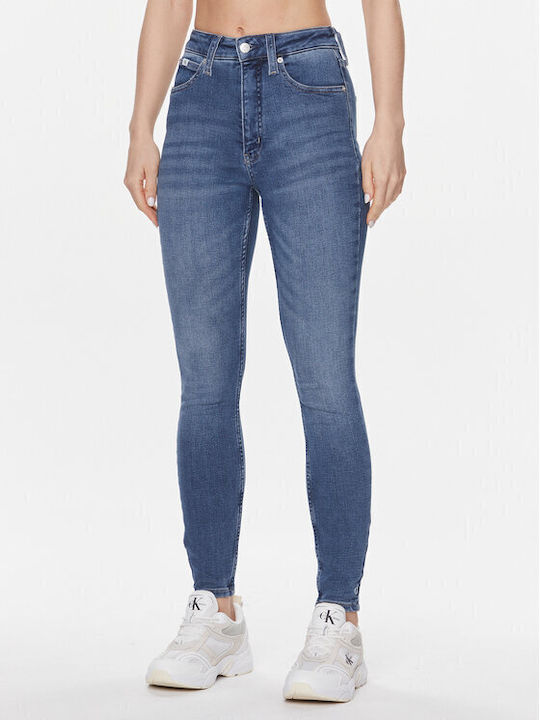 Calvin Klein Women's Fabric Trousers in Super Skinny Fit Blue