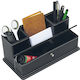 Leather Desk Organizer Multiple Cases in Black Color