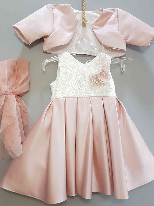 Carousel Rosa Taufset Kleidung mit Haar-Accessoires , Strickjacke & Kleid 3Stück