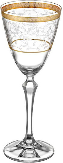 Crystalex CZ Set of Glasses for White Wine made of Crystal in Gold Color Stemmed 250ml 6pcs