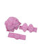 Kamtex Baby Σετ Τουρμπάνι με Κορδέλες σε Ροζ Χρώμα 3τμχ