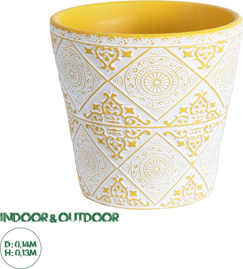 GloboStar Саксия Керамика Бял 14x14x13εκ.