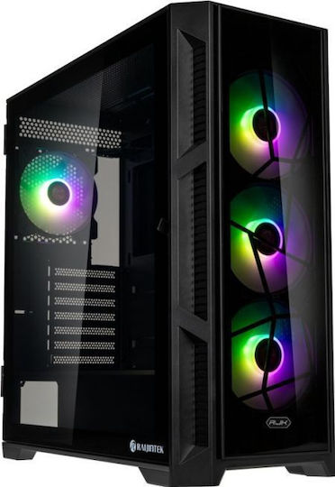 Raijintek Ponos Ultra TG4 Gaming Midi Tower Computer Case with Side Window and ARGB Lighting Coating Black