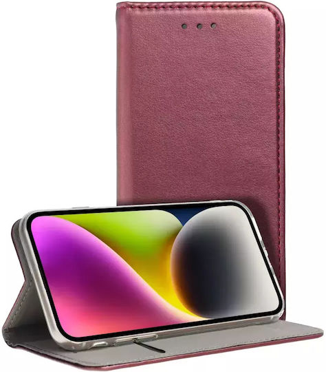 Techwave Smart Back Cover Piele Magnetic Burgundy (Moto G73)